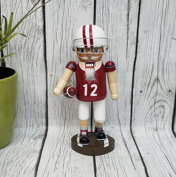 Wooden 9" Nutcracker w/ Helmet & Holding Football - Picture 7 of 9